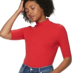 Popsugar Mockneck Ribbed Top NWT